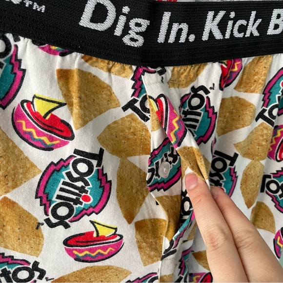 🦞3/$30🦞 Frito Lay | Y2k 2002 Tostitos “Dig In. Kick Back.” Chips Lounge Pants - Picture 5 of 9